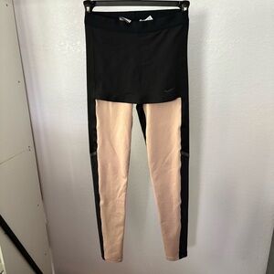 NIKE sz S PEDRO LOURENCO Skirted Leggings Pink Black Training Mesh Back Leg